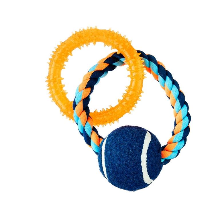 Colorful dog toy rope ball chew ring for enrichment